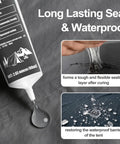 Image of 120ml Tent Seam Sealer Waterproof Sealant For Quick Repairs on fabric, showcasing application and waterproof effectiveness.