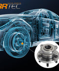 Rear Wheel Hub Bearing Assembly Pair Five Lug ABS Compatible For Dodge Challenger 2008, Charger 2006 To 2012, shown with car diagram