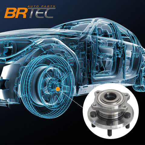 Rear Wheel Hub Bearing Assembly Pair Five Lug ABS Compatible For Dodge Challenger 2008, Charger 2006 To 2012, shown with car diagram