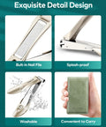Close-up of Three Piece Nail Clipper Set With Anti Splash Fingernail Clippers And Ear Pick Stainless Steel Nail Cutter Kit