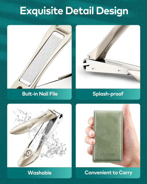Close-up of Three Piece Nail Clipper Set With Anti Splash Fingernail Clippers And Ear Pick Stainless Steel Nail Cutter Kit