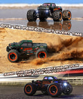 One Sixteen Scale Two Point Four GHz 4x4 Off Road RC Monster Truck Waterproof Ready To Run With Dual Batteries