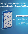 Filtrete 16x25x4 Refillable Air Filter in blue frame fits Honeywell and Lennox with size details displayed.