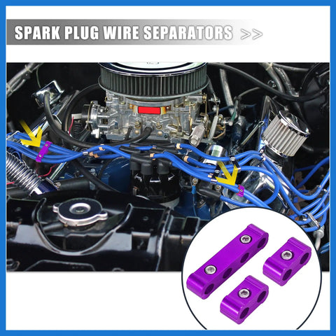 Purple Aluminum Alloy 4 Pack 8mm Spark Plug Wire Separator Loom Clamps For Cars Engine Wire Organizer Keeps Wires In Place