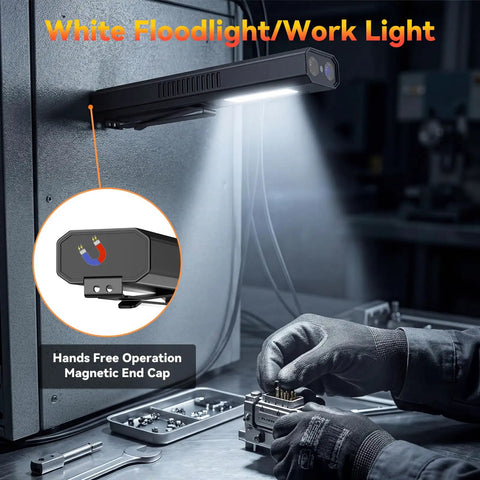 4-In-1 EDC Flat Flashlight USB-C Rechargeable Magnetic Slim Handheld Light illuminating a work area with magnetic mounting.