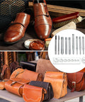 Heavy Duty Hole Punch Set 11 Piece Carbon Steel Punch And Rivet Tool Kit with leather shoes, bags, brushes, and polish