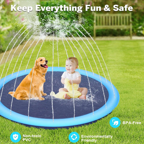 Extra Large 67 Inch Non Slip Splash Pad With Sprinkler Kid And Pet Friendly Thickened Epic Backyard Water Toy Outdoor Fun