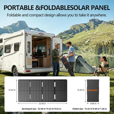 Hella Durable 300W Portable Power Station With 222Wh Battery Capacity No Sweat Solar Generator For Camping Road Trips And Emergency Backup Quick Charge And Ready To Roll Anywhere, shown with foldable solar panel in outdoor setting.