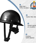 Full Brim Hard Hat With Carbon Fiber Design, 6 Point Adjustable Ratchet Suspension, OSHA Approved ANSI Z89.1 Type I Class C, ABS Work Helmet For Men And Women