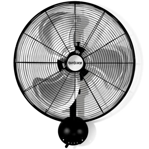 Front view of High Velocity Oscillating Metal Wall Mount Fan With 3 Speeds 20 Inch Black Corded Electric Air Cooler