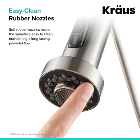 Stainless Steel Finish Dual Function Kitchen Faucet Sprayer Replacement Head with easy clean nozzles and button controls