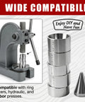 17 Degree Folding Die Set For Ring Sizers And Hydraulic Presses Pro Grade Beefy 5 Piece Stainless Steel Coin Ring Reduction Die Kit Shown