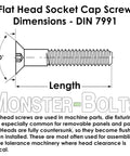 Badass Grade 12.9 M8 X 25mm Flat Head Socket Cap Screws, Din 7991 Countersunk Metric Fasteners dimensions diagram