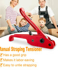 Beefy Heavy Duty Poly Strapping Tensioner And Cutter Handheld Banding Tool displayed on a table with family in the background