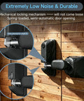 Heavy Duty One Hand Spring Pop Gate Latch With Self Locking Design For Wood And Vinyl Fences Rustproof Weatherproof image showing locking mechanism and tight fit.