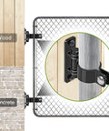 Heavy Duty Gate Hinges For Chain Link Fence Parts With Electroplated Finish And Removable Bolts For Wall Mount Fits One And Seven Eighths Inch Outer Diameter Posts Suitable For Farm And Fence Gates Black 2 Pack showing installation on wood and concrete