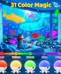 Child in bedroom using All In One Outdoor Speaker Sleep Sound Machine With Projector Star Light and 31 Color Lighting