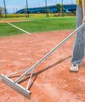 Aluminum Maintenance Rake With 24 Inch Head And 66 To 98 Inch Adjustable Handle Ideal For Baseball Field, Lightweight Design