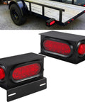 Heavy Duty Steel Trailer Light Box Housing Kit with 6 Inch Oval Red LED Taillights and 2 Inch Round Red Marker Lamps