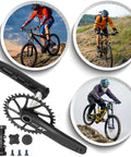 1x Mountain Bike Crankset 170mm With 36T Chainring And Bottom Bracket 6061 Alloy Hollowtech Crank; cyclists in action