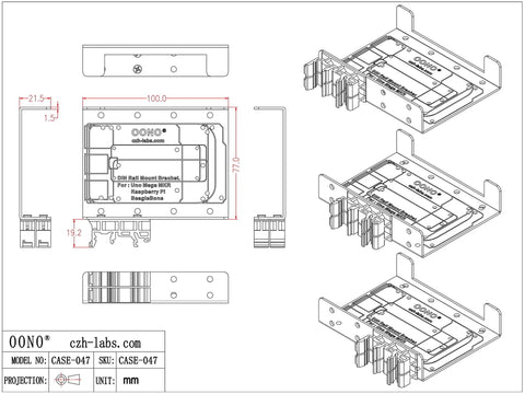Rugged Beefed Up DIN Rail Mount Bracket For Raspberry Pi And Arduino BeagleBone Black Industrial Rail Adapter, 100mm aluminum bracket