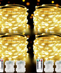 4 Pack 100 LED Fairy Lights Battery Operated With Remote 33Ft Waterproof Twinkle String Lights With Timer And 8 Modes