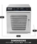 Built Tough Workhorse Commercial Food Dehydrator With Ten Mesh Trays Supplying Fourteen Square Feet Of Drying Space and touchscreen controls.