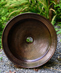 Bathroom Copper Sink with intricate hammered design, 16in diameter, perfect for face washing and home decoration.