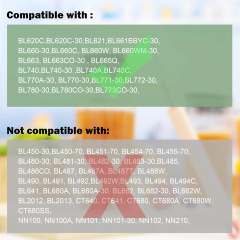 Compatibility chart for Replacement 16 Oz Blender Cup Set With Six Fin Blade Assembly For Personal Blenders Easy Swap Compatible With BL770 BL771 BL772 BL740 BL780 BL660 BL663 2 Cups And 1 Blade For Smoothies Shakes And Everyday Drink Mixing.