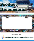 Abalone Shell License Plate Frame Made From Stainless Steel For Front And Rear Car Tags With Screws Durable 6.3 By 12.2 Inches Adds Unique Style To Your Ride For Women And Men A Fun Car Decoration Accessory, product dimensions with SUV background
