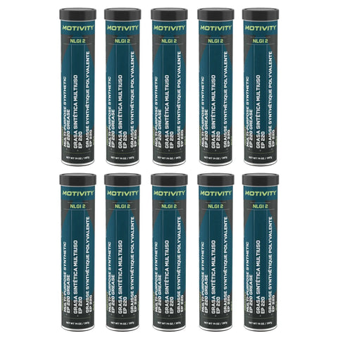 Pro Grade Multi Purpose Synthetic EP Grease NLGI 2 Red Lithium Complex For Auto And Industrial Use 10 Tubes Of 14 Oz Each