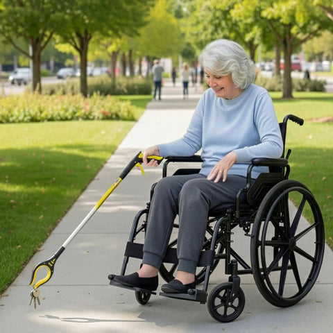 Two Pack Long Reach Grabber Reachers 34 Inch And 21 Inch With Rotating Jaw For Easy Pickup From Floor Behind Furniture Trash Or High Shelves Mobility Aid Reaching Tool Set For Seniors And Disabled