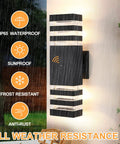 Dusk To Dawn LED Outdoor Light For Porch And Front Door Anti Rust Matte Black Up And Down Exterior Fixture in rain
