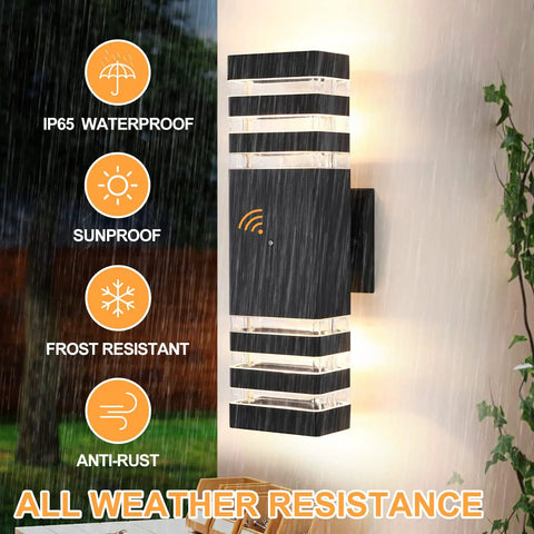 Dusk To Dawn LED Outdoor Light For Porch And Front Door Anti Rust Matte Black Up And Down Exterior Fixture in rain