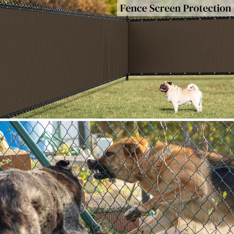 Privacy Fence Screen 6 Foot By 50 Foot Heavy Duty 170GSM HDPE Mesh Delivers 95 Percent Backyard Privacy installed on chain link fence