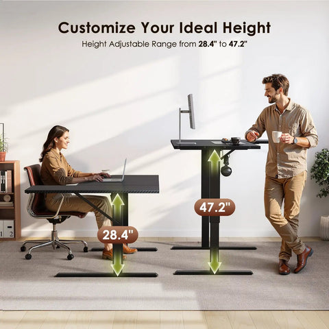 Electric L Shaped Standing Desk With Smooth Motor Height Adjustment From 28.4 To 47.2 Inches in home office setting