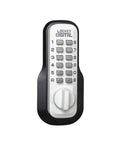 Keyless Mechanical Push Button Deadbolt Door Lock In White With Easy Programmable Code No Key Needed And Includes Free Mounting Plate Plus Lifetime Warranty front view