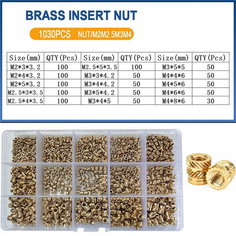 Heat Set Brass Insert Nut Kit M2 M8 For 3D Printing And Laptop Repair, brass inserts in organizer box