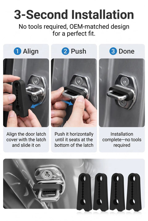 Four Piece Silicone Car Door Lock Protectors To Ditch The Slam Noise And Guard Vehicle Jambs From Scuffs in installation steps.