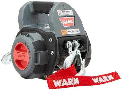 Drill Winch 750 Lb Pulling Capacity With 40 Ft Synthetic Rope Portable And Easy To Use For Light Duty Towing Vehicle Recovery And Quick Winching Tasks, front view with hook and rope