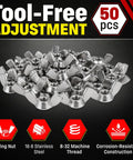 50 pcs Stainless Wing Nuts 8-32 Machine Thread, 18-8 Stainless Steel, Rust Resistant Hardware For Indoor And Outdoor Use