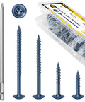 DIY Friendly Pocket Hole Screws Kit 190 Pieces Size Eight Wood Screws Assortment With 1 Inch 1.25 Inch 2 Inch 2.5 Inch Self Tapping Square Drive Blue Coated And 150mm Pocket Hole Drill Bit