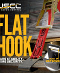 Heavy Duty Red Flat Hook Ratchet Straps Come In A 30 Foot Four Pack with flat hook for secure cargo hold.