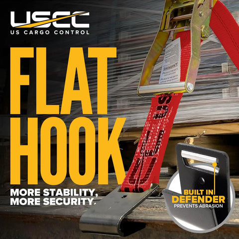 Heavy Duty Red Flat Hook Ratchet Straps Come In A 30 Foot Four Pack with flat hook for secure cargo hold.