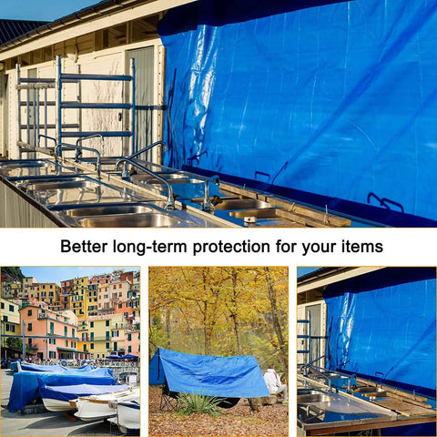 Heavy Duty Waterproof Tarp 20x30 Blue Poly Tarpaulin 16 Mil Thick With Metal Grommets Every 19.5 Inches as outdoor shelter cover