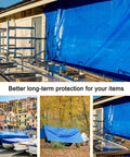 Heavy Duty Waterproof Tarp 20x20 Foot Poly Tarpaulin With Metal Grommets Every 19.5 Inches 16 Mil Thick used over outdoor equipment.