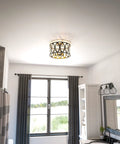 Prince 3 Light Flush Mount Oil Rubbed Bronze With Open Frame And Crystal Clear Glass Shades Modern Chic Vibe in bathroom ceiling