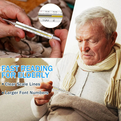 Five Piece General Use Temperature Testing Tools With Dual Scale Fahrenheit And Celsius For Accurate Readings For Adults And Kids Underarm And Oral Use Easy To Read For Everyday Health Checks, glass thermometer for elderly use