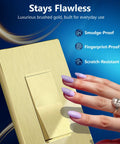 Frameless Brushed Gold Paddle Wall Light Switch Single Pole 3 Wire 15A 120 277VAC UL Listed Thermoplastic Residential Grade