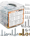 All In One 2013 Piece Nuts Bolts And Screws Set With SAE And Metric Hardware, Grade 8.8 Hex Bolts, 3 Tray Portable Kit